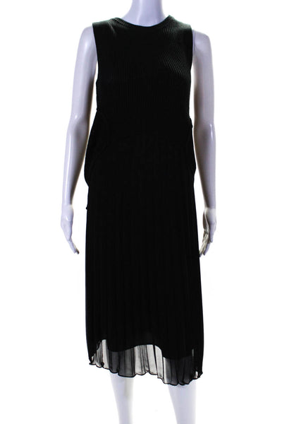 Harlyn Womens Sleeveless Knit Combo Pleated Maxi Dress Black Size XS