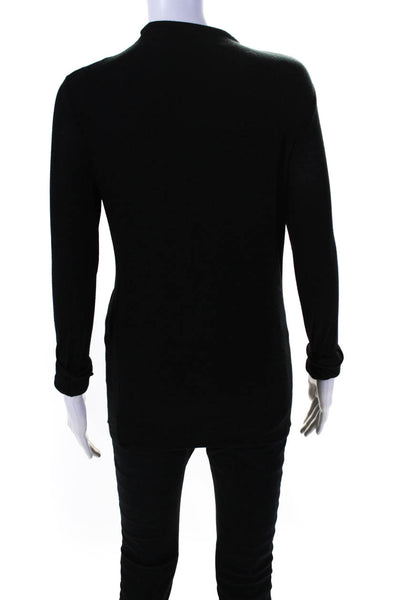 Veronica Beard Womens Ribbed Cinched Slim Fit Long Sleeved Sweater Black Size S