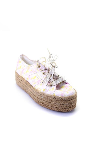 Superga Love Shack Fancy Womens Floral Espadrille Sneakers Pink Tan Size 6.5