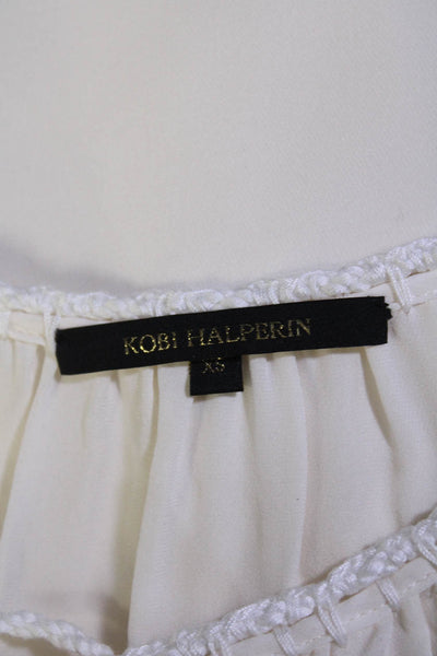 Kobi Halperin Womens Key Hole Neck Long Sleeves Blouse White Size Extra Small