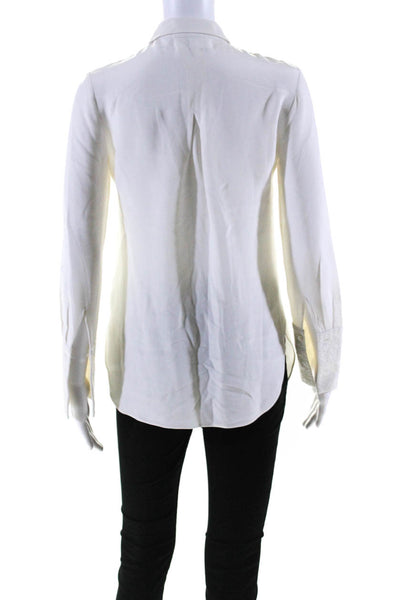 Kobi Halperin Womens Silk Button Embroidered Sleeves Blouse White Size Extra Sma