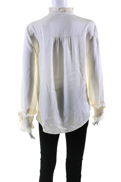 Kobi Halperin Womens Long Sleeves Ruffled Smocked Blouse White Size Small