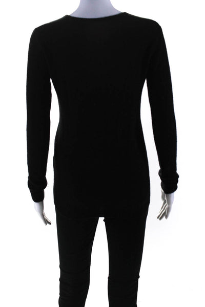 Theory Womens Cashmere Long Sleeves V Neck Sweater Black Size Petite