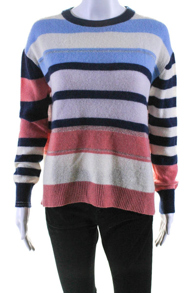 360 Cashmere Womens Striped Crew Neck Sweater Multi Colored Size Extra Small