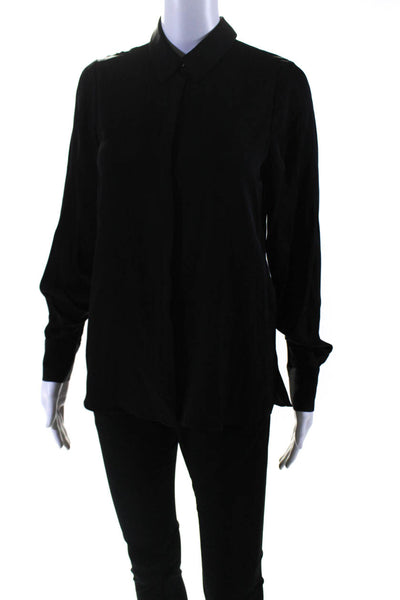 Kobi Halperin Womens Long Sleeves Button Down Blouse Black Size Extra Small