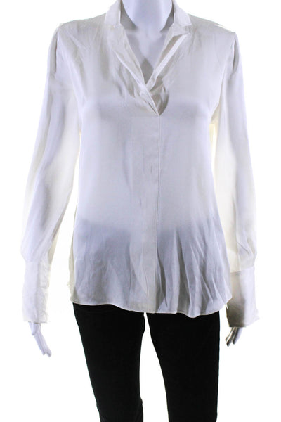 Kobi Halperin Womens Silk Long Sleeves Collared Blouse White Size Extra Small