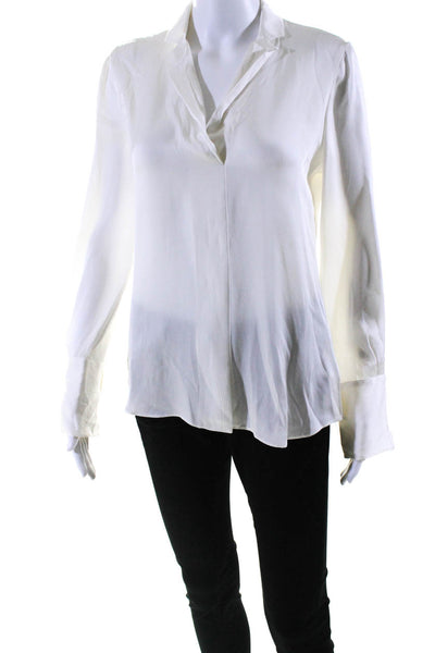 Kobi Halperin Womens Silk Long Sleeves Collared Blouse White Size Extra Small