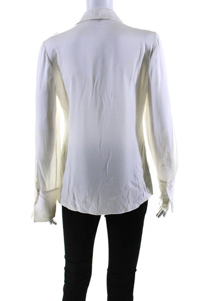 Kobi Halperin Womens Silk Long Sleeves Collared Blouse White Size Extra Small