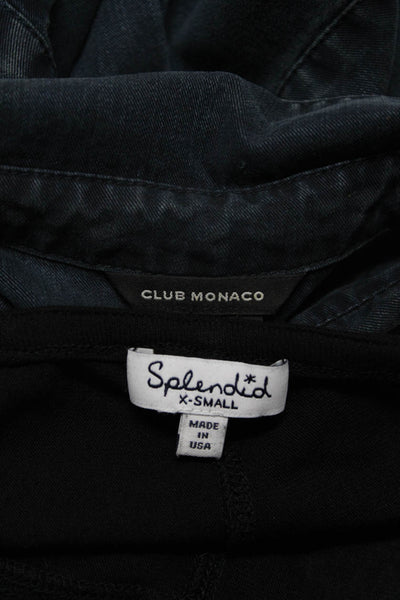Splendid Club Monaco Womens Blouse Button Up Tank Top Black Blue Size XS Lot 2