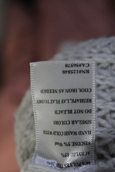 Intermix Womens Thick Knit Spotted Print V-Neck Split Hem Sweater White Size L