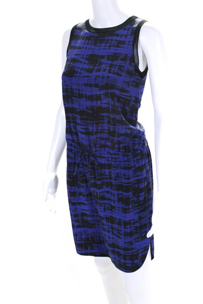 Vince Womens Silk Abstract Print Split Hem Blouson Dress Blue Black Size 2XS