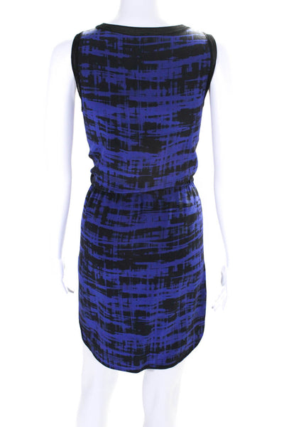 Vince Womens Silk Abstract Print Split Hem Blouson Dress Blue Black Size 2XS