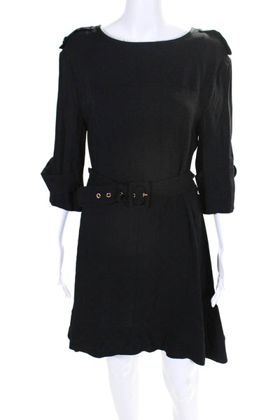 Marni Womens Long Sleeves Belted A Line Dress Black Size EUR 44