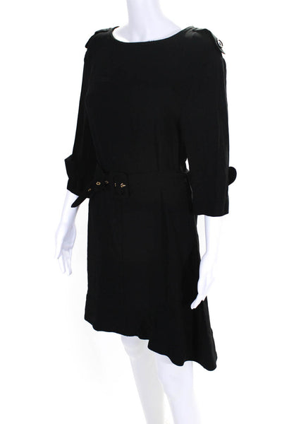 Marni Womens Long Sleeves Belted A Line Dress Black Size EUR 44