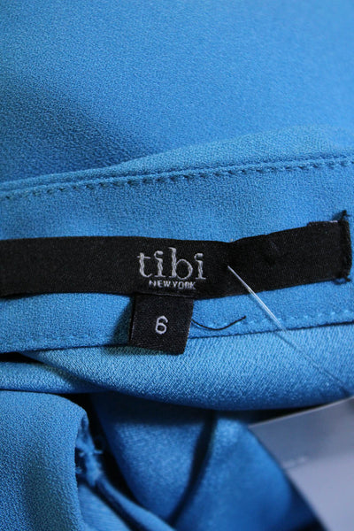 Tibi Women's V-Neck Spaghetti Straps Tassel Tank Top Blouse Blue Size 6