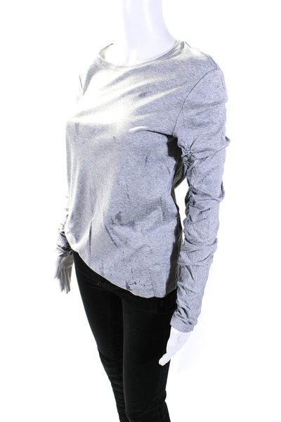Tibi Women's Round Neck Long Sleeves Cinch Basic Blouse Gray Size S