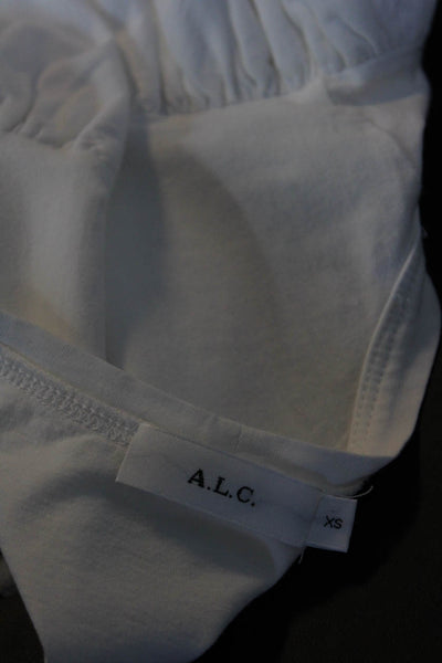 A.L.C. Womens Puffy Long Sleeves Tee Shirt White Cotton Size Extra Small