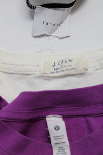 Lululemon J Crew Sundays Womens Tee Shirts White Black Purple 2 Medium Lot 3