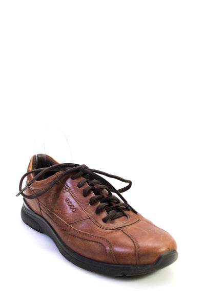 ECCO Mens Lace Up Round Toe Low Top Sneakers Brown Leather Size 43
