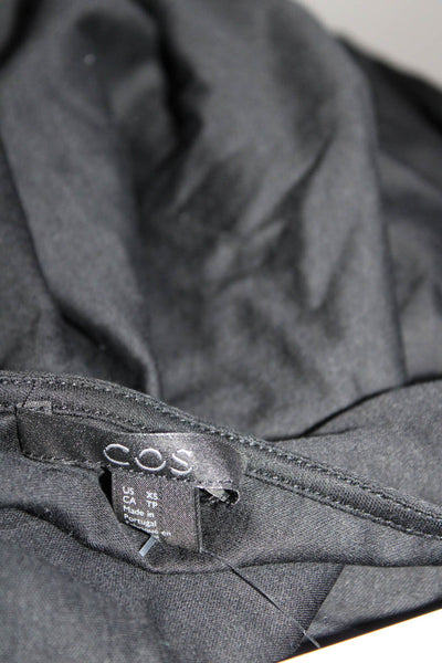 COS Womens Cotton Jersey Knit V-Neck Asymmetrical Hem Shirt Top Black Size XS
