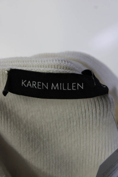 Karen Millen Women's Lace Up Short Sleeves Pullover Sweater Cream Size S