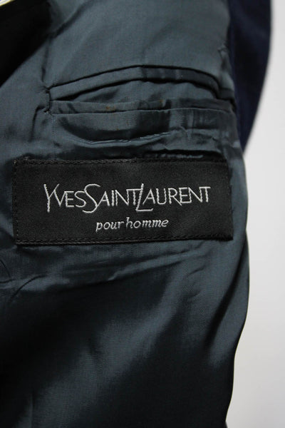 Yves Saint Laurent Mens Wool Buttoned Collared Darted Blazer Blue Size EUR52