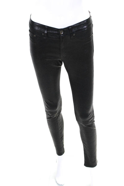 Rag & Bone Jean Womens Leather Skinny Leg Pants Washed Black Size 27