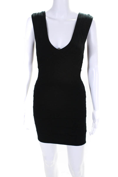 Romeo + Juliet Couture Womens Sleeveless V Neck Knit Sheath Dress Black Medium