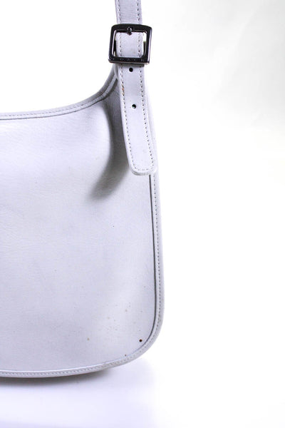 Coach Womens Leather Buckled Strapped Flapped Zipped Shoulder Handbag White