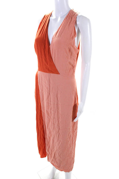 Equipment Femme Womens Colorblock Sleeveless Maxi Dress Orange Peach Size 4