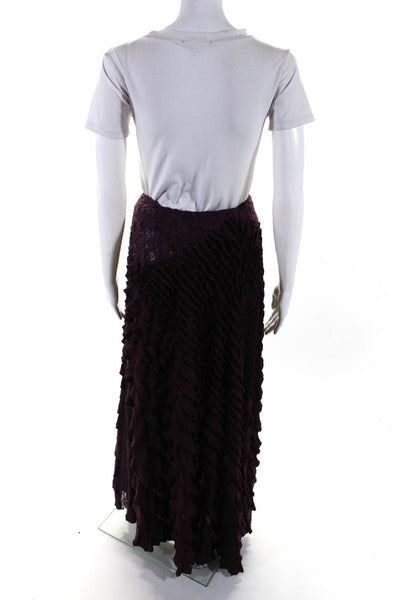 Free People Womens Ruffled Lace Elastic Waist Tiered Maxi Skirt Purple Size XS