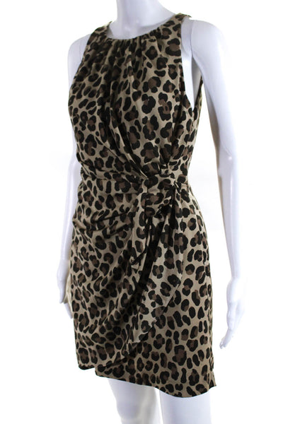 Moschino Cheap & Chic Womens Animal Print Sleeveless Dress Brown Size 6