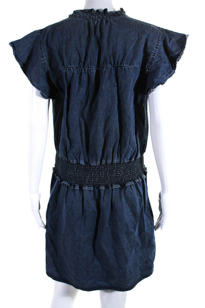Rails Womens Denim Cap Sleeve Button Down Unlined Mini Blouson Dress Blue Size L