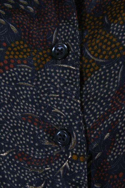 Paani Womens Metallic Spotted Print Button Up Tiered Blouson Dress Gray Size L
