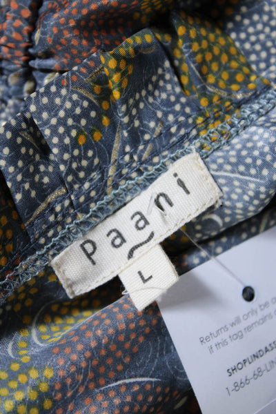 Paani Womens Metallic Spotted Print Button Up Tiered Blouson Dress Gray Size L