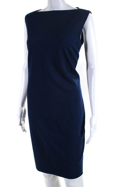 Laundry by Shelli Segal Womens Square Neck Sleeveless Zip Up Dress Blue Size 10