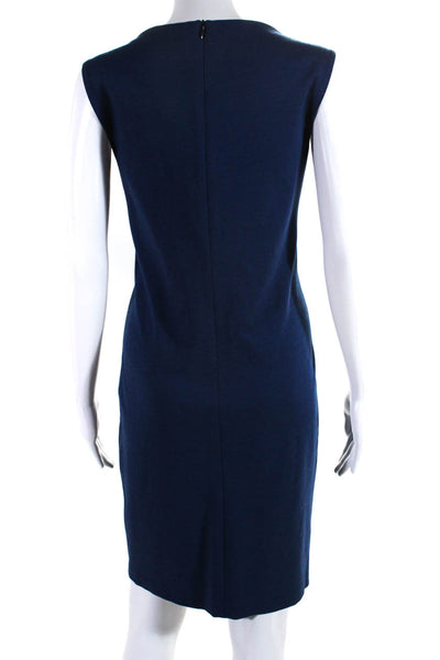 Laundry by Shelli Segal Womens Square Neck Sleeveless Zip Up Dress Blue Size 10