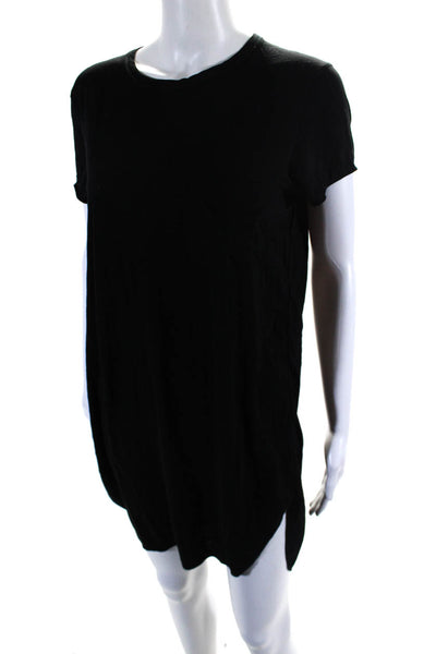 Helmut Lang Womens Black Front Pocket Crew Neck Short Sleeve Shirt Dress Size M