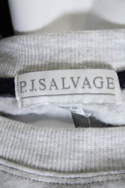 PJ Salvage Womens Pullover Crew Neck Striped Sweater Gray Multi Cotton Medium