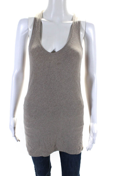 Brunello Cucinelli Womens Cotton Jewel Scoop Neck Pullover Tank Top Brown Size L