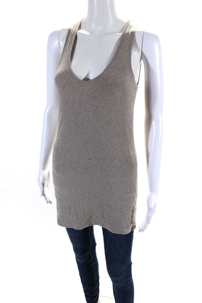 Brunello Cucinelli Womens Cotton Jewel Scoop Neck Pullover Tank Top Brown Size L