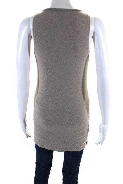 Brunello Cucinelli Womens Cotton Jewel Scoop Neck Pullover Tank Top Brown Size L