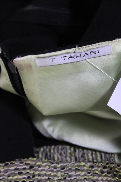 T Tahari Womens Tweed Ponte Square Boat Neck Sheath Dress Black Green Size 8
