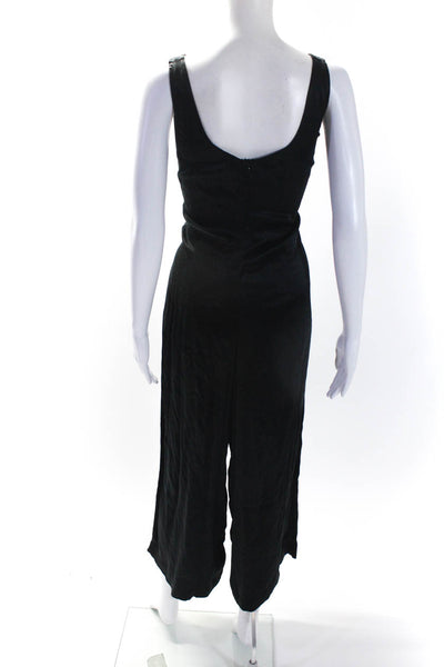 Hatch Womens Black Scoop Neck Zip Back Sleeveless Wide Leg Jumpsuits Size 1