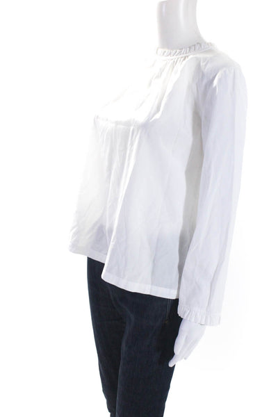 Birds of Paradis Womens White Cotton Crew Neck Long Sleeve Blouse Top Size S