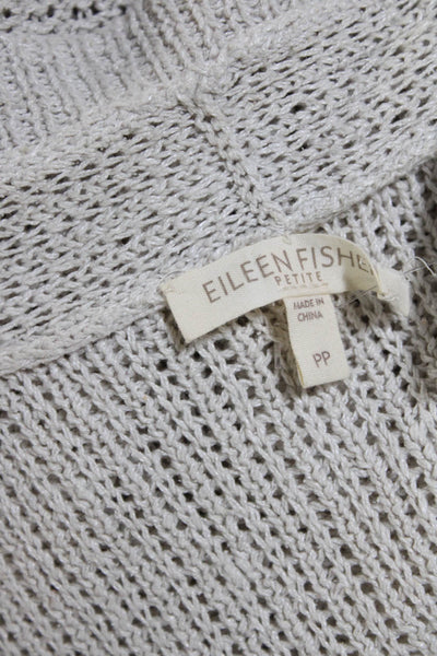 Eileen Fisher Womens Beige Open Knit Short Sleeve Bolero Cardigan Top Size PP