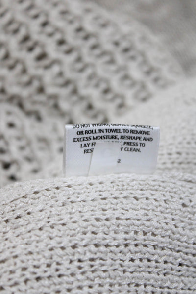 Eileen Fisher Womens Beige Open Knit Short Sleeve Bolero Cardigan Top Size PP