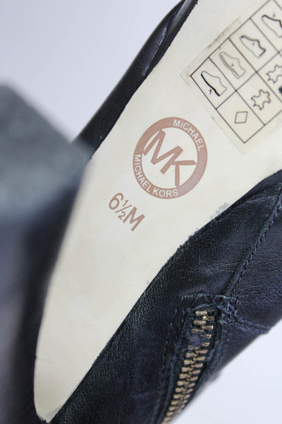 Michael Michael Kors Womens Side Zip Platform Knee High Boots Black Leather 6.5