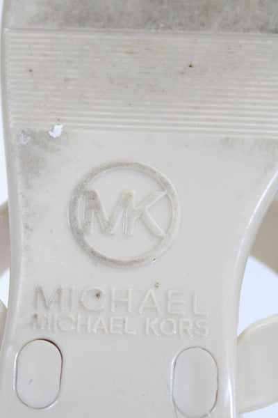 Michael Michael Kors Womens Logo Bow Rubber T Strap Sandals Beige Size 6.5