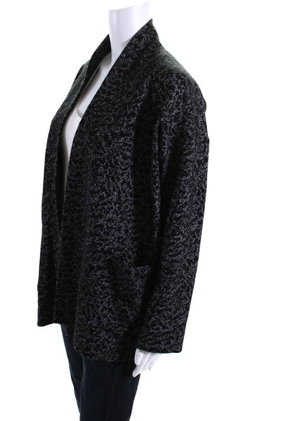 Eileen Fisher Womens Long Sleeve Open Front Sweater Cardigan Black Gray Size S